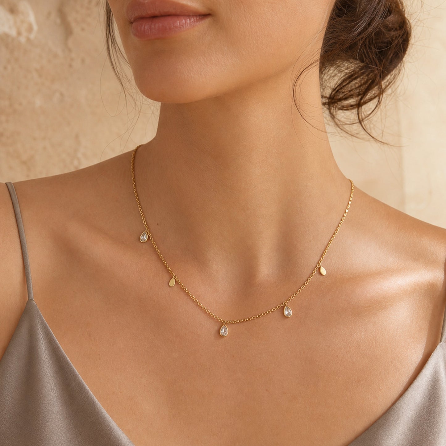 Elara Teardrop Necklace — Gold-Tone