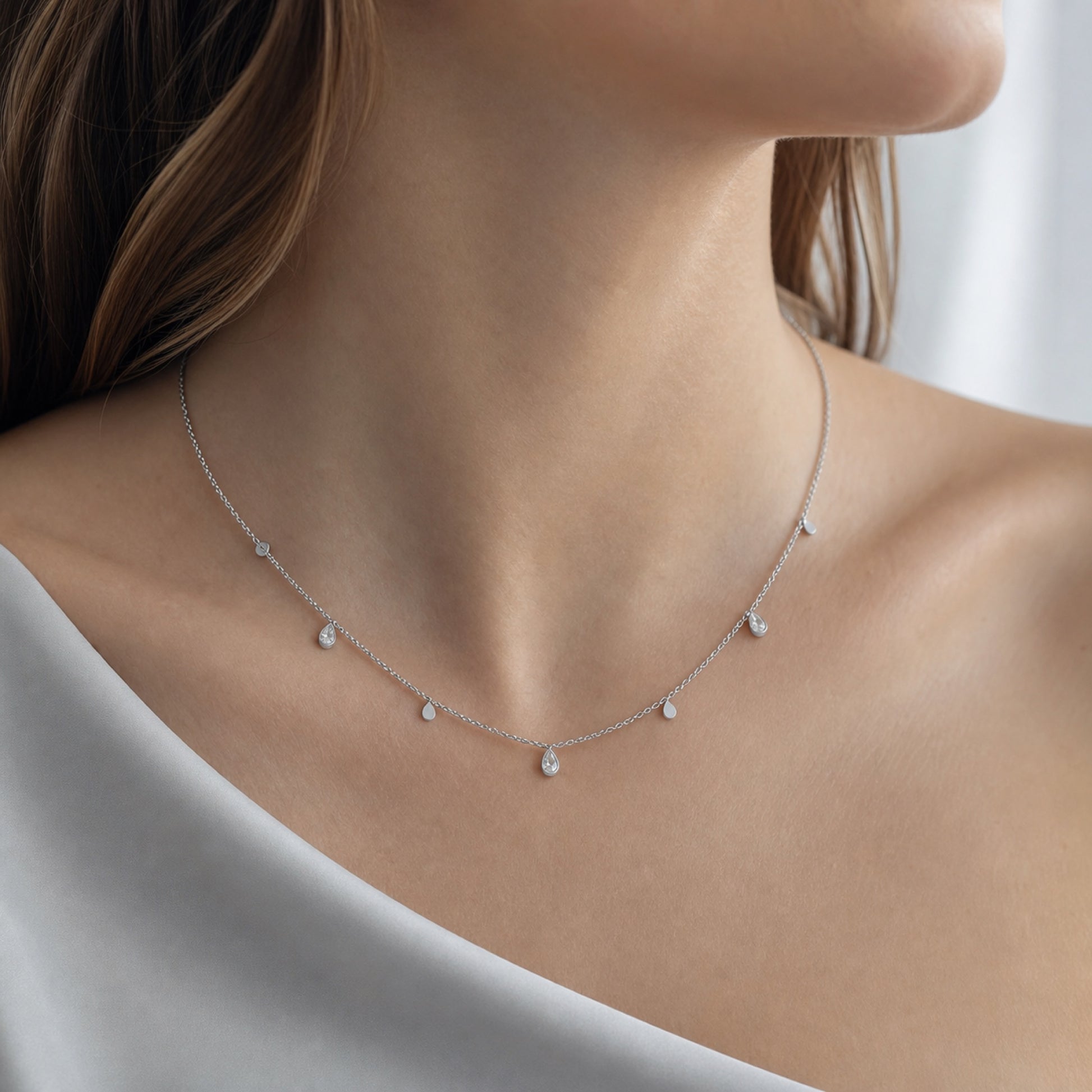 Elara Teardrop Necklace — Silver-Tone