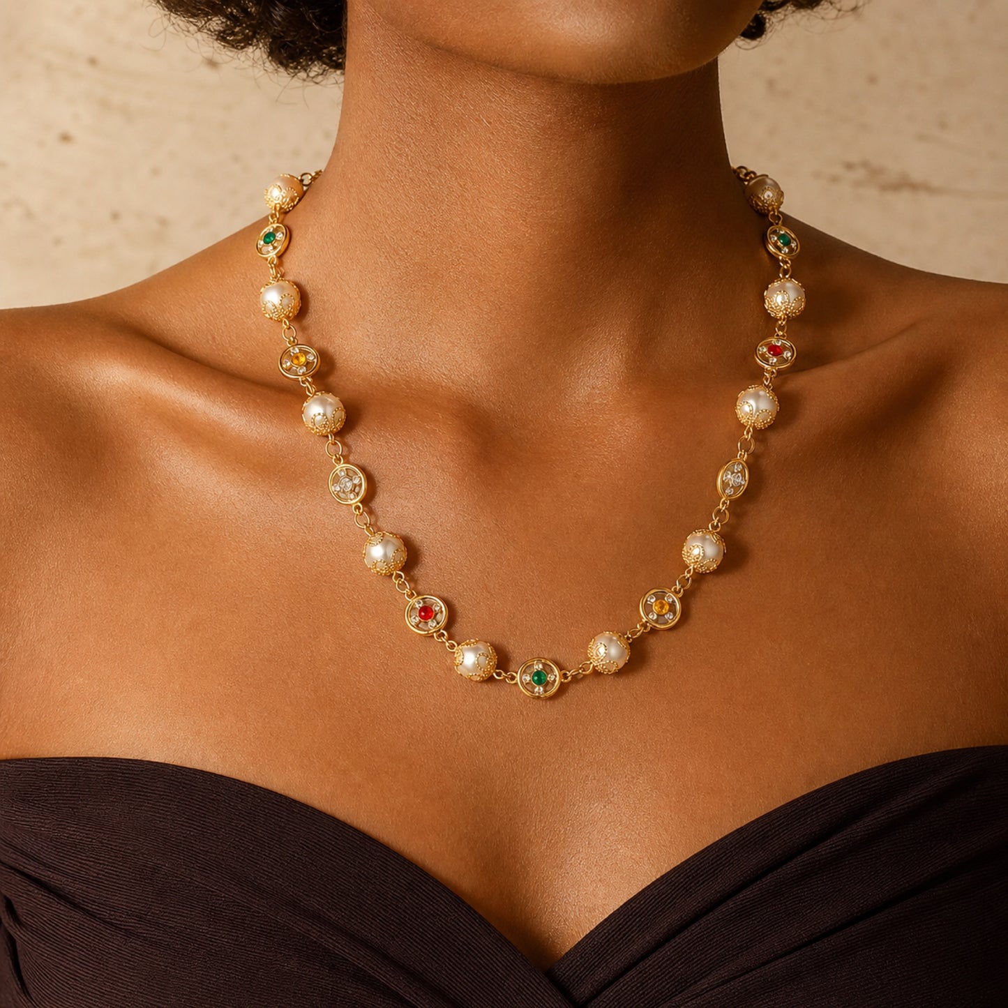 Aurelia Pearl-Effect Station Necklace
