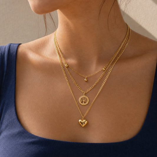 Eden Tree & Heart Layered Necklace