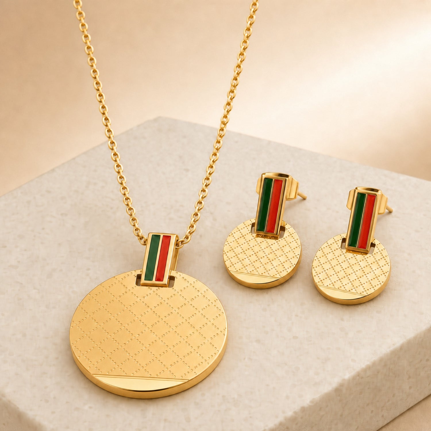 Riviera Stripe Medallion Jewellery Set — studio