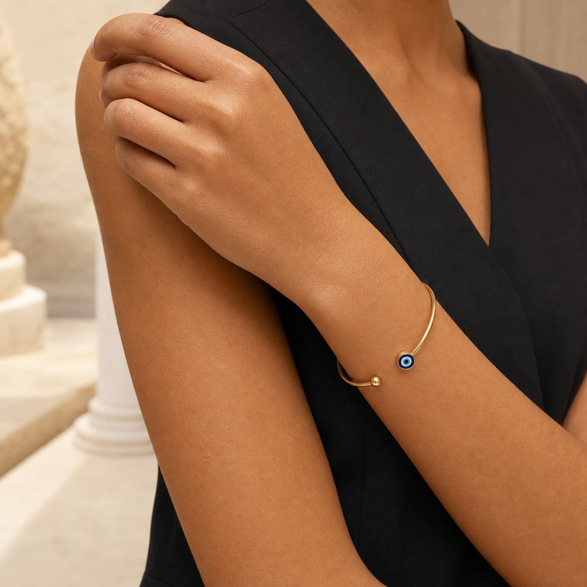 Nazar Evil-Eye Cuff Bracelet — lifestyle