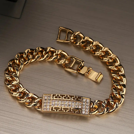 Gold Luxe Twist Bracelet with Crystal Accent