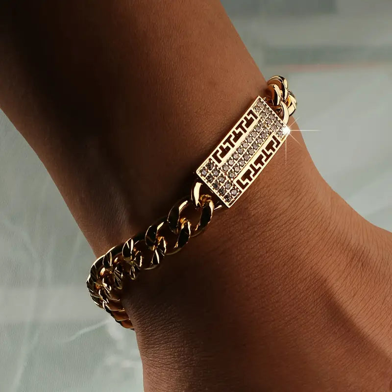 Gold Luxe Twist Bracelet with Crystal Accent