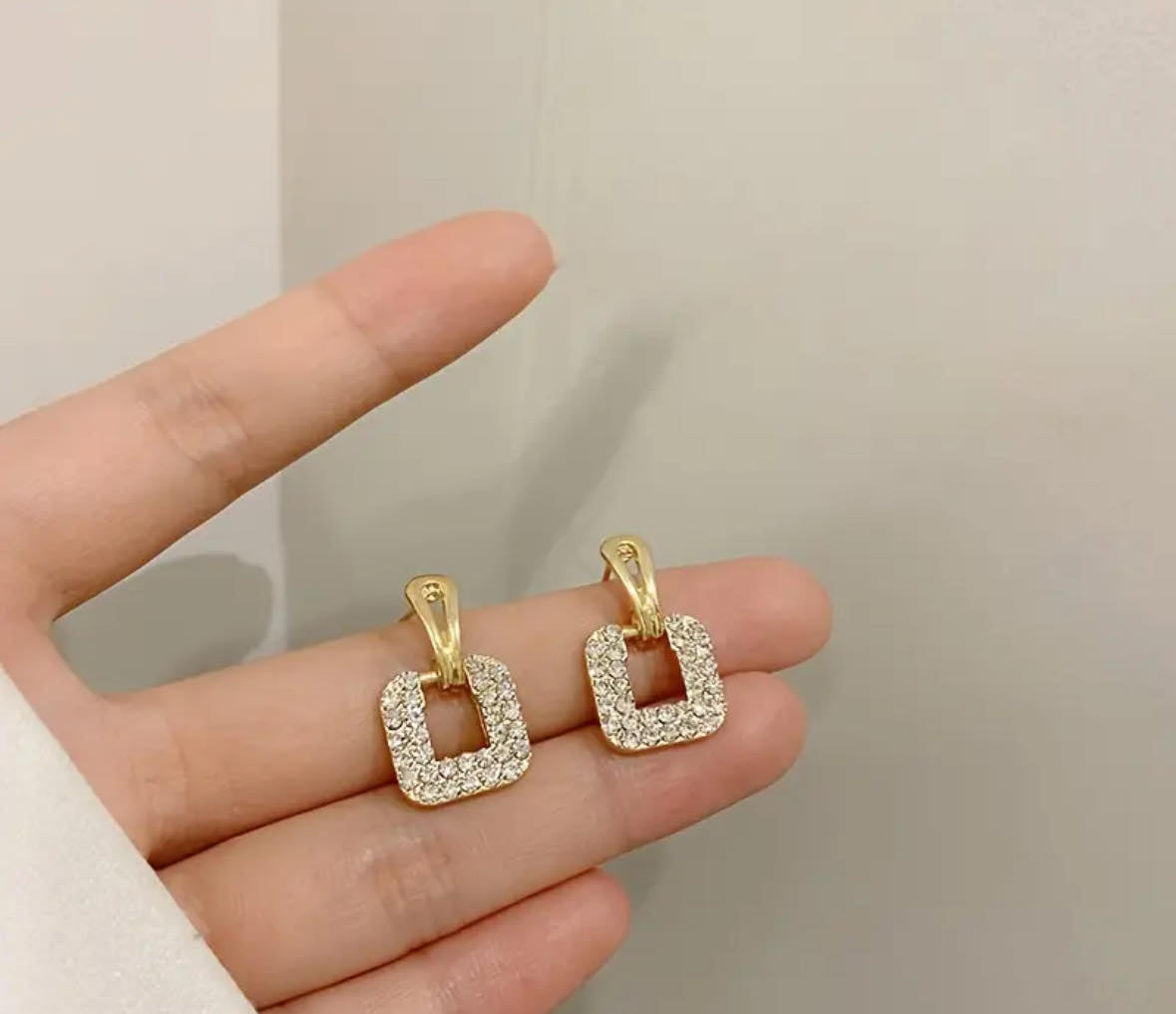 Crystal-studded Square Drops