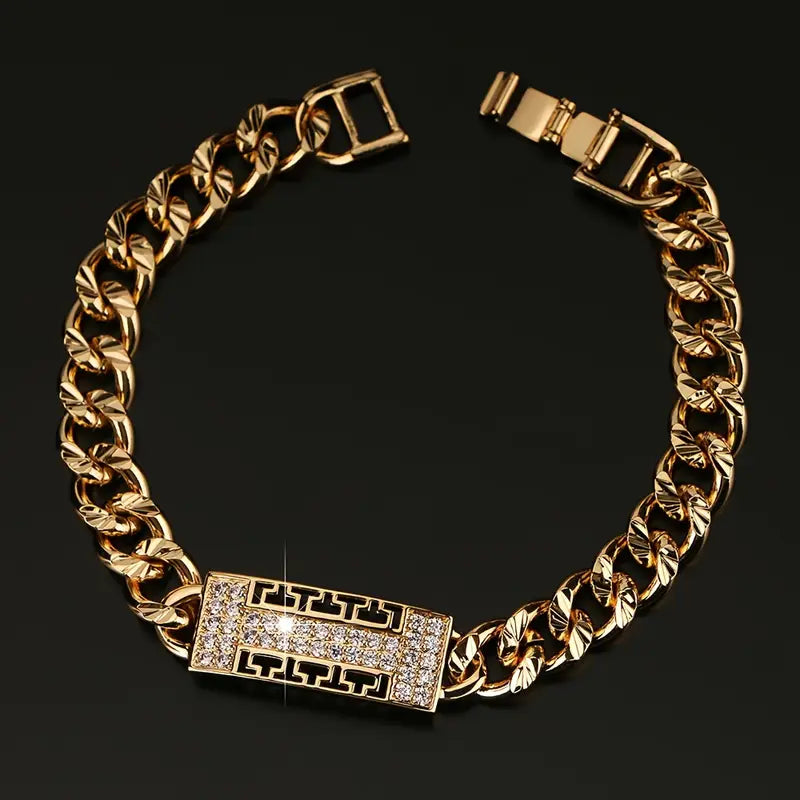 Gold Luxe Twist Bracelet with Crystal Accent