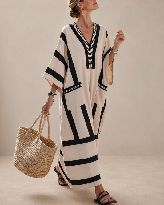 Riviera Stripe Kaftan Dress